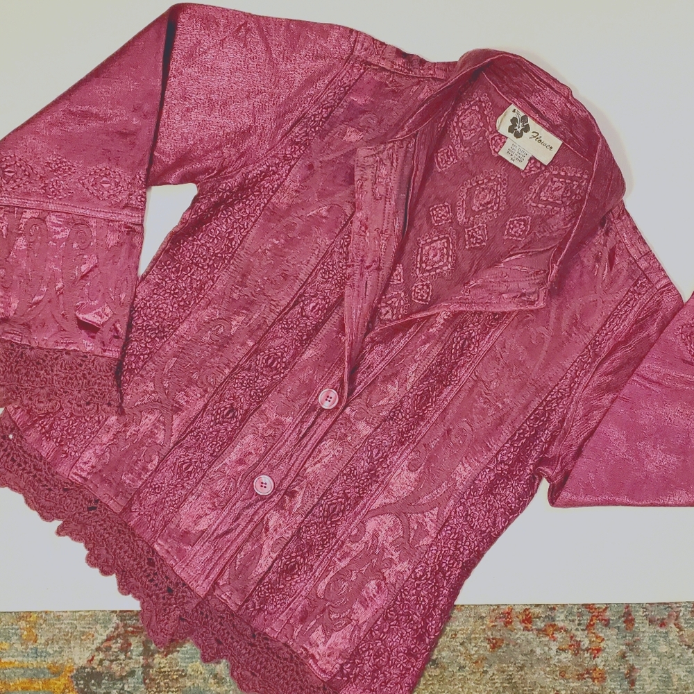 Gorgeous Vintage Magenta Flower Blazer
